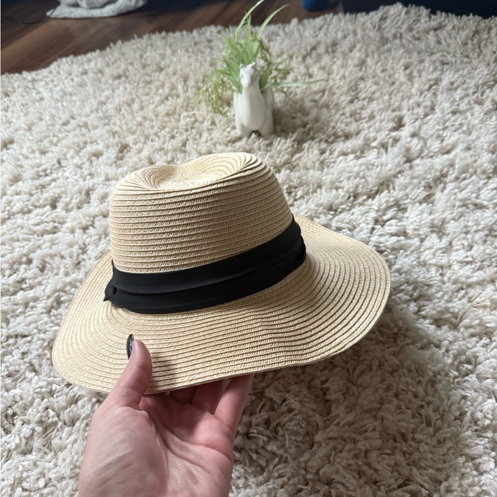 Elegant Beige Fedora with Black Ribbon - Picture 2 of 4